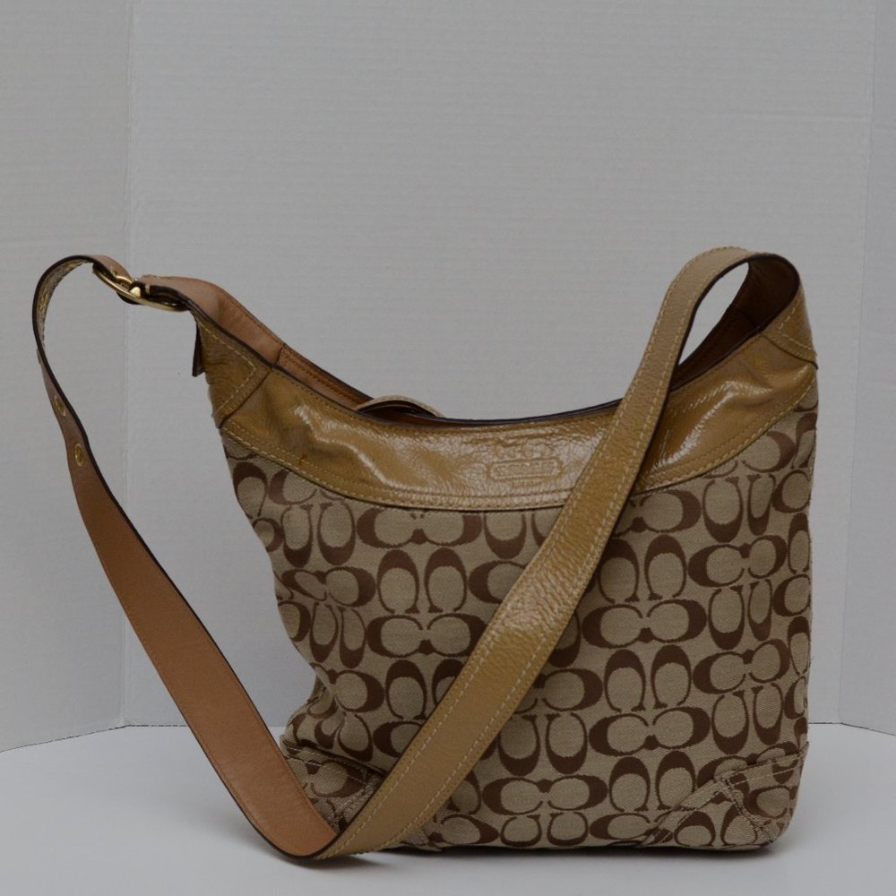 Coach, Jacquard Fabric, Signature Patent Sophie Bag, Style # 12568